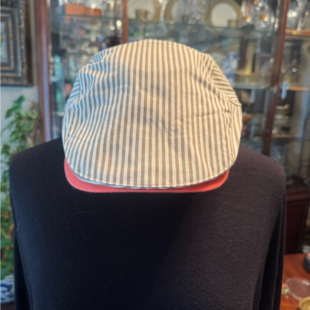 Striped Brown and Coral Men's Cap
